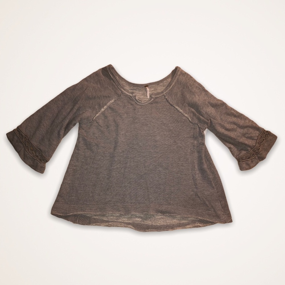 Free People Gray swing hi low Sweatshirt Top SZ S